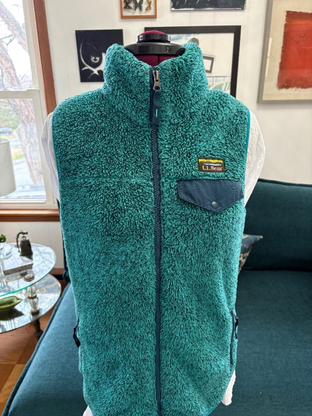 L.L. BEAN Teal Fleece Teddy Full Zip Vest